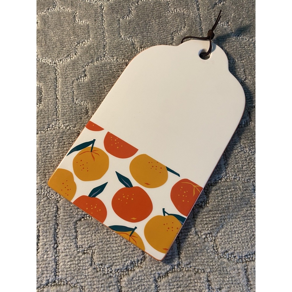 Ceramic Cheese Board w/ Oranges Orange Fruit Design 12" x 7" w/ Hanging Strap